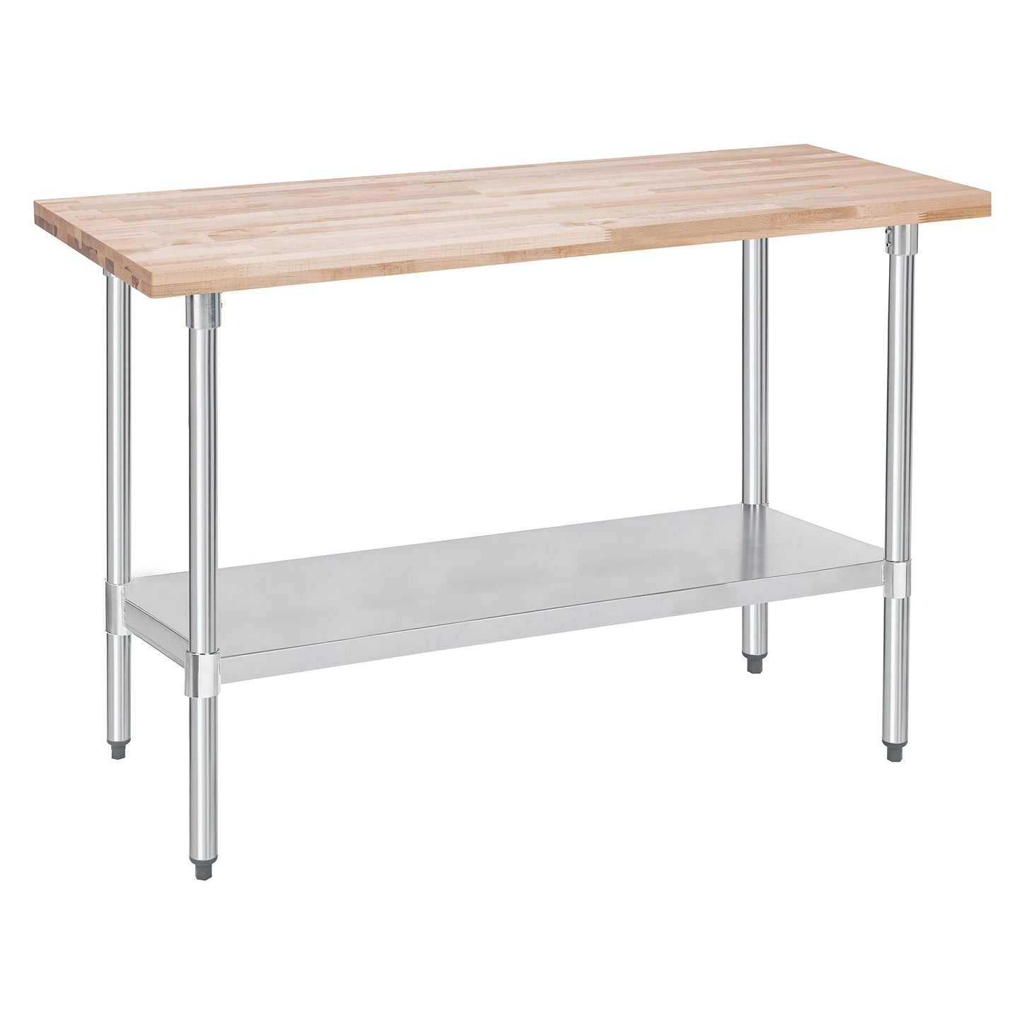 DuraSteel US Maple Top Work Table - 24 x 60 x 35 Inch Commercial Butcher Block Wooden Workbench with Adjustable Lower Shelf - Fits Restaurant, Warehouse, Home, Kitchen, Garage