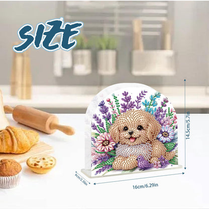 TDFERAN Diamond Art Napkin Holder, DIY Puppy Acrylic Tissue Storage Box for Table, Diamant Painting Kits Cocktail Napkin Holder, Diamond Painting for Paper Holders, Kitchen Decor
