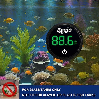 BEEJO 2 in 1 Aquarium Magnet Glass Cleaner with Touch Digital Thermometer ，Glass Fish Tanks Strong Magnetic Cleaning Brush，Aquarium Mini Algae Scraper (Black)