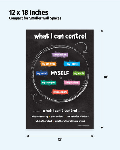 ZOCO – Things I Can Control Poster – Mental Health & Growth Mindset Tool for Teens – SEL Wall Art for Classrooms, Counseling & Therapy – Laminated 12"x18"