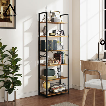 NEFROM Book Shelf, Adjustable 6-Tier Tall Bookshelf, Wooden Bookcase Shelves for Bedroom, Living Room, Display Shelf for Home, Office, Kitchen, Standing Shelving Unit Storage Organizer BC-BR-6