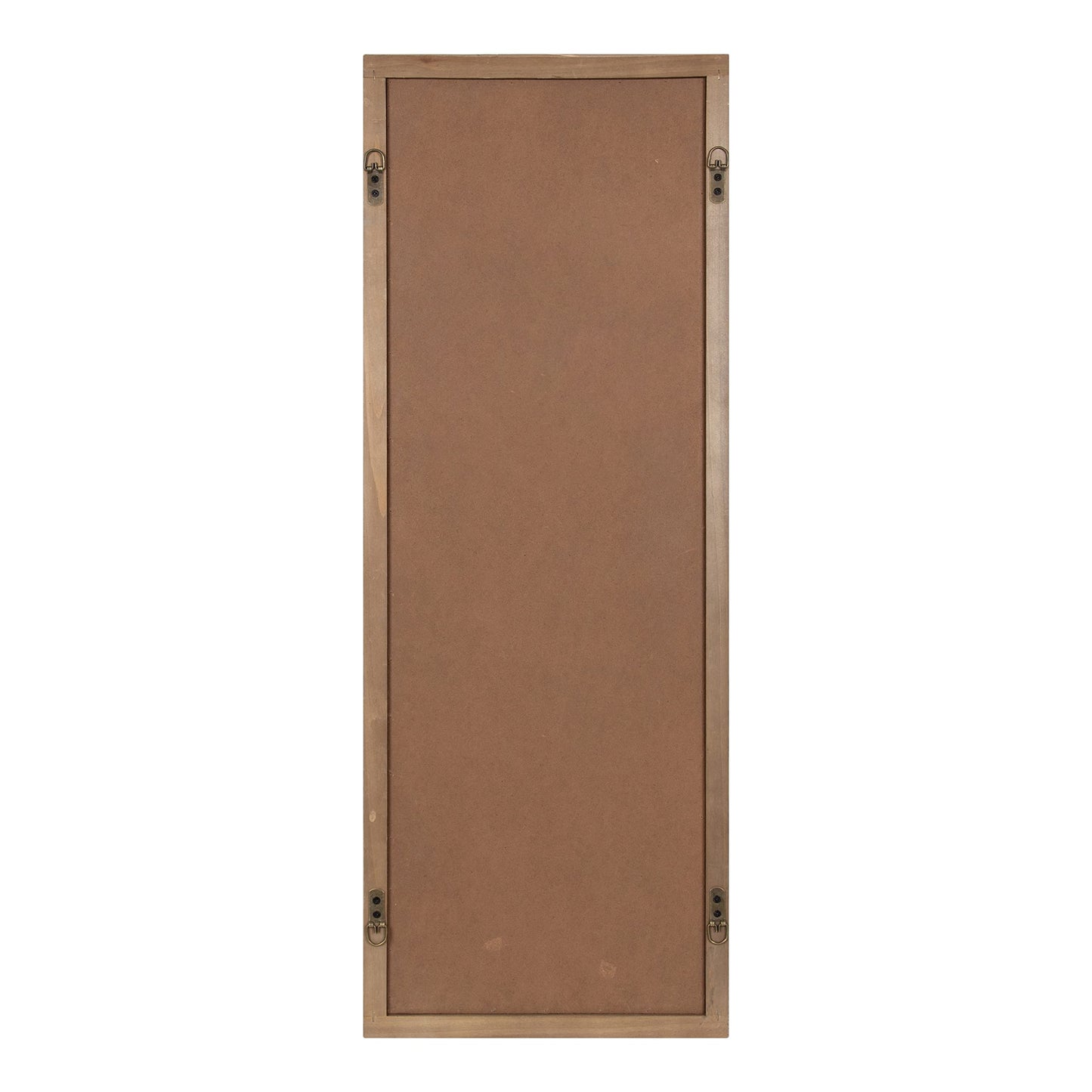Kate and Laurel Pierette Windowpane Mirror, 16 x 42, Natural Wood, Tall Framed Cathedral Arched Wooden Overlay Mirror