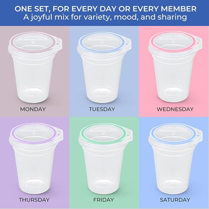 BubbleWally JoyPlus Overnight Oats Containers with Lids Plastic (Mix) - Meal Prep Containers Reusable for Food Storage – 16oz Jars for Breakfast, Snacks, and Lunch