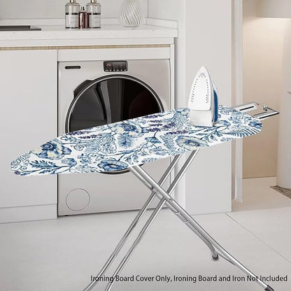 Blue Floral Print Ironing Board Cover Heavy Duty Thick Padding Iron Board