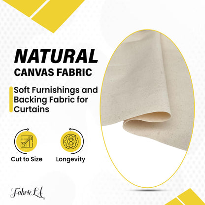 FabricLA Canvas Fabric Roll | 62"" Wide 10oz Cotton Canvas Fabric by The Yard | Premium Duck Cloth for Painting, Upholstery, & Crafts - Natural - 1 Yard