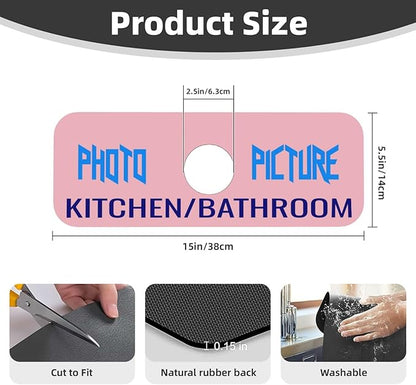 Kitchen Sink Splash Guard Faucet Mat Kitchen/Bathroom Photo DIY 15"x5.5"