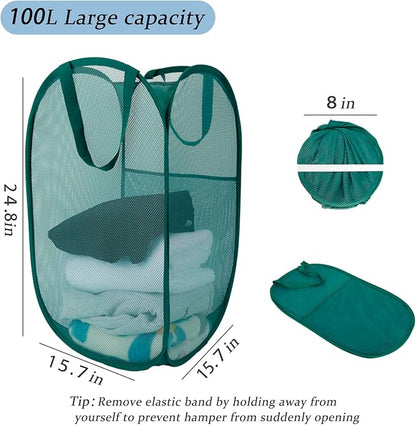 Upgraded 100L Extra Large Collapsible Laundry Baskets, 2 Pack XL Mesh Pop Up