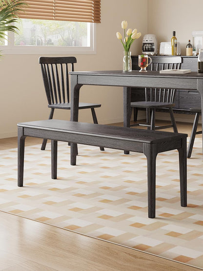 MU RONG Dining Bench, Wood Bench Solid Oak Wooden Bench Indoor Dining Room Table Home Bedroom Bed End Restaurant Modern Hallway Furniture (Black, 72" W x 13.8" D x 17.7" H)