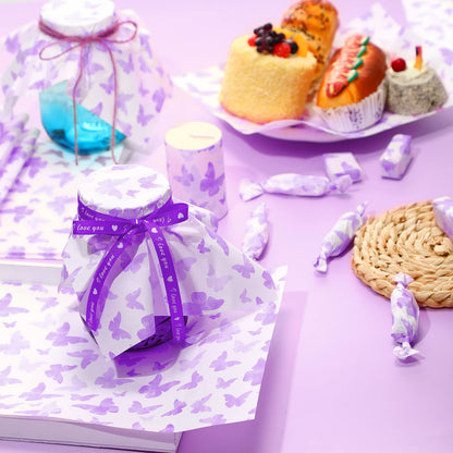 150 Pcs Wax Paper Sheets 7.8 x 9.8 Inche for Food Butterfly Deli Baking Wrapping Wax Paper Sheets Greaseproof Picnic Wrap Tissue for Hamburger Basket Sandwich Holiday Birthday Party Dessert(Purple)