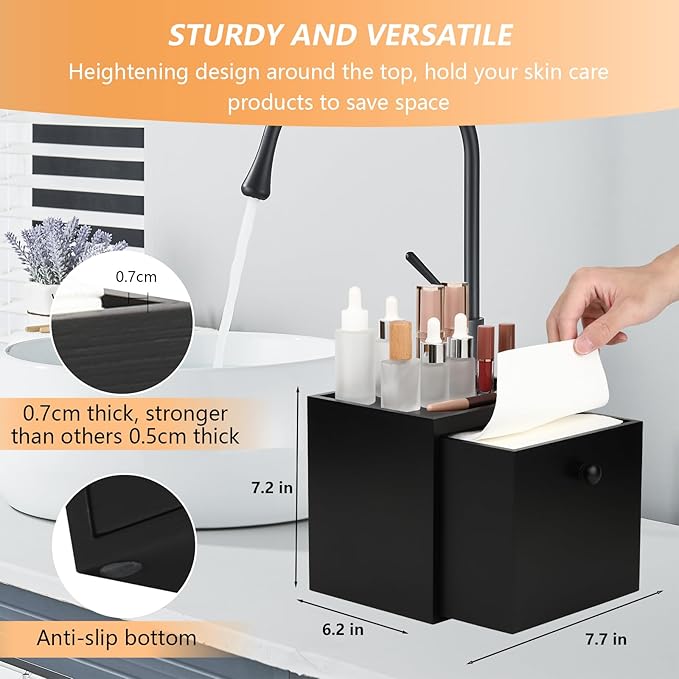 Disposable Face Towel with Bamboo Drawer Storage Box