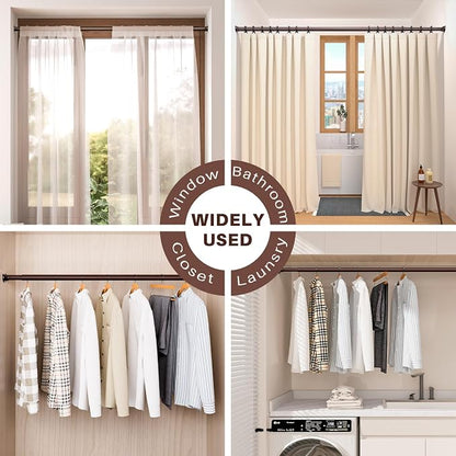 SUTINE Closet Rod - Closet Rods for Hanging Clothes, 17 to 97 inch Adjustable Closet Hanging Rod, Heavy Duty Clothes Rod Clothing Bar, Closet Poles for Hanging Clothes for Wardrobes, Shower Curtain