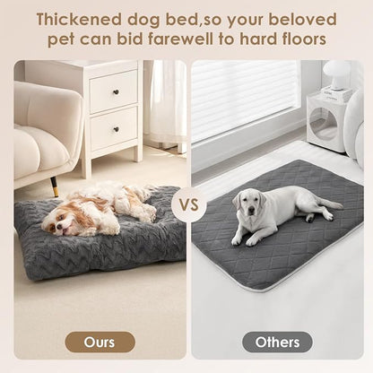 EHEYCIGA Washable Medium Dog Bed for Crate 29x21 Inch, Kennel Pad for Dogs Up to 35 lbs, Plush and Comfy Pet Sleeping Mat, Charcoal