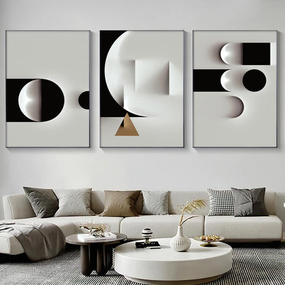 Abstract Geometric Canvas Wall Art Minimalist Black and White Geometric Poster Prints Modern Abstract Geometric Canvas Black and White Grey Abstract Art for Living Room Wall Decor 16x24inch No Frame