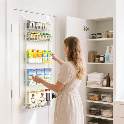Delamu Over The Door Pantry Organizer, 5-Tier Pantry Door Organizers and Storage