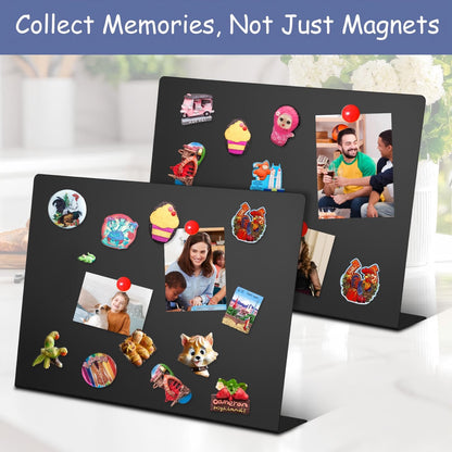 Geyoga 2 Pack Magnetic Bulletin Board with Stand, 16 x 12 Inch Black Magnet Display Board for Memo, Menu, Notes, Photos, for Kitchen Countertop, Office Desk, School