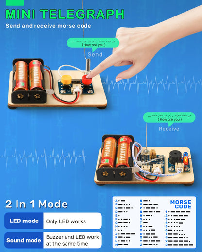 Poraxy 5 Set STEM Science Kits for Kids Age 8-12, Wooden Building STEM Projects 8-10, 3D Puzzles, Experiment Circuits Model, Toys for Ages 8-13, Gifts for Boys and Girls 6 7 8 9 10 11 12 13 Years Old