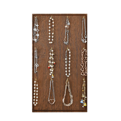 Ikee Design Wooden Jewelry Display Stand with 12 hooks, Earring Display with Hooks, Bracelet, Earring, Keychain Stand for Selling,7.8W x 7.8D x 15.9H in, Brown Color