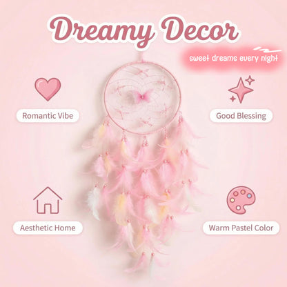 Zenwizvoy Pink Dream Catcher, Handmade Boho Wall Decor with Feathers and Butterfly, Dream Catcher for Bedroom, Nursery, Wall Hanging Ornament, Gift for Girls, Women