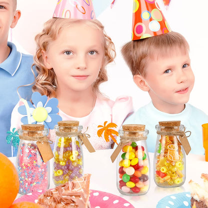 CUCUMI 12pcs 3.4oz Small Glass Jars with Lids, 100ml Candy Jars Potion Bottles with Cork, Mini Jars Set for Party Wedding Favors Halloween Décor