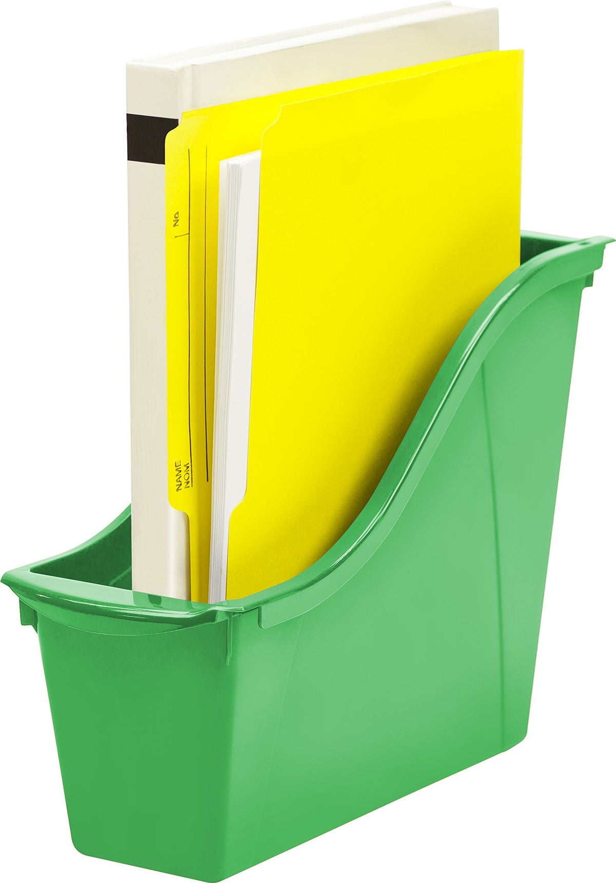 Storex Small Book Bin – Interlocking Plastic Organizer for Home, Office and Classroom, Green, 6-Pack (71111C06C)