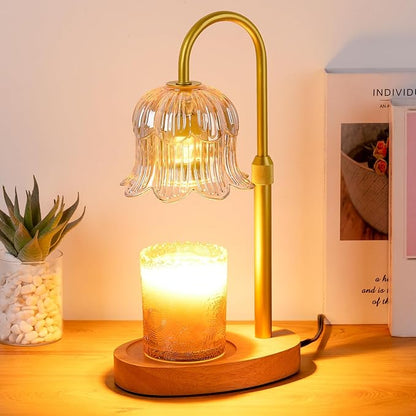 CRMILL Candle Warmer Lamp Electric Timer - Candles Warming Light Height Adjustable Dimmable Warmers Flower Lamps No Flame Heat Warm Melt Wax Jar Modern Home Decor Table Lights for Home Living Bedroom