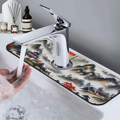 Chinese Sun Mountain Tower Garden Fashion Kitchen sink faucet pad, strong water