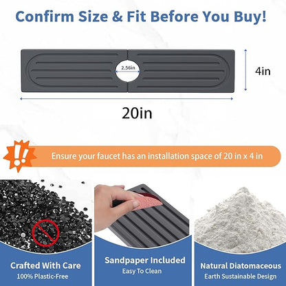 Kitchen Faucet Mat, Diatomite Sink Faucet Mat Splash Guard