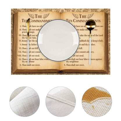 The Ten Commandments Placemats Set of 4, Christian Religious Bible Verse Place Mats Table Mats for Kitchen Dining Room Home Party Decor 12x18 Inch