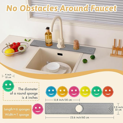 Diatomite Sink Protector for Kitchen, 23.6" Durable Faucet Mat Splash Guard