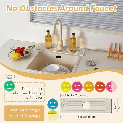 Detachable Faucet Handle Drip Catcher, Dish Drying Mat Soap Sponge Holder Tray