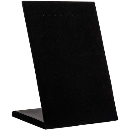 Jewelry Organizer Stand - Black Velvet L-Shape, 9.9 x 7.9 x 4 in - 60 Pre-Punched Holes Earring Display & Jewelry Storage Organizer - Tabletop Rack for Stud & Dangle Earrings