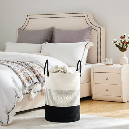 VIPOSCO Large Laundry Hamper, Tall Woven Rope Storage Basket