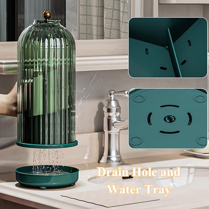 Toothbrush Holders with Cover, Drainage Rotating Electric Toothbrush Organizer