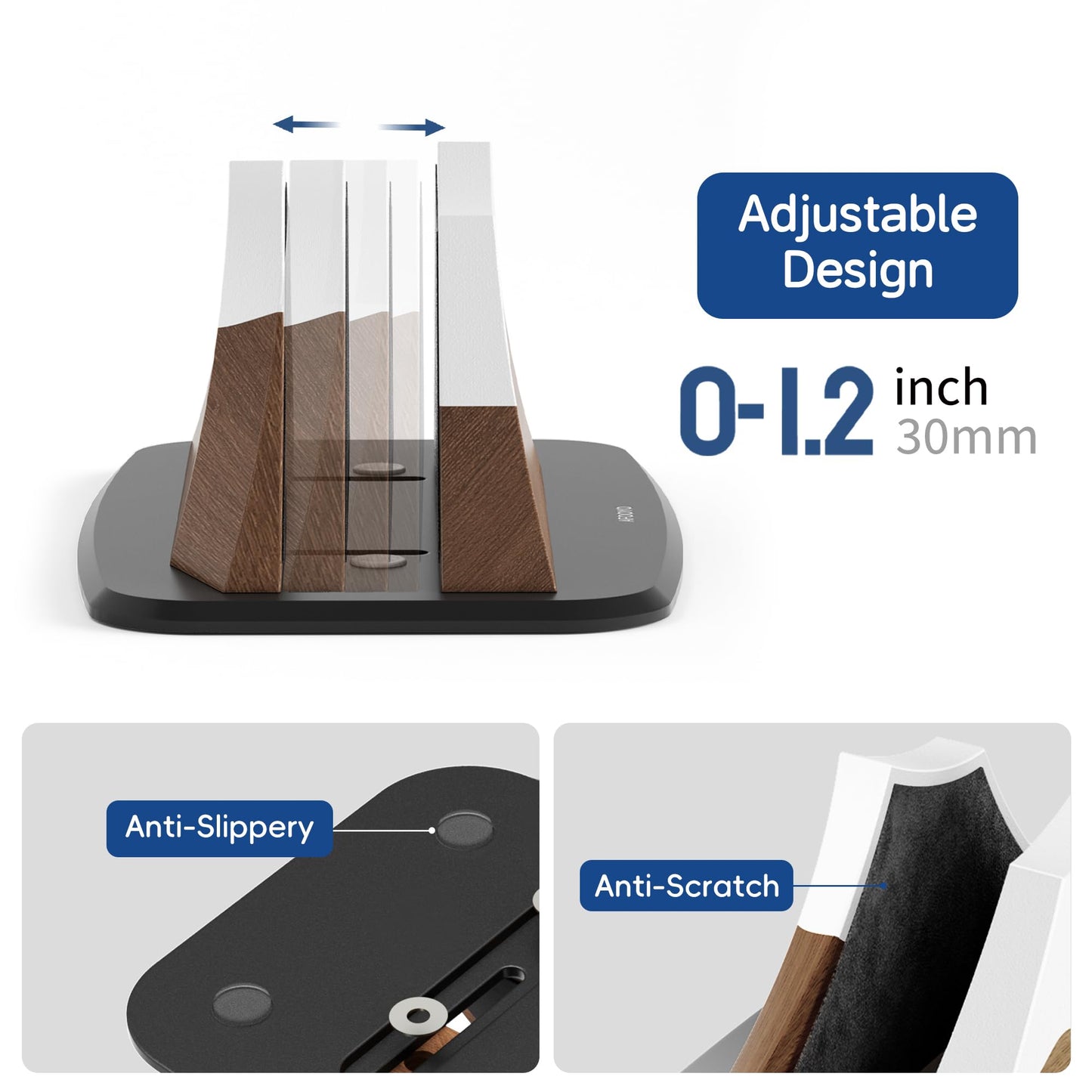 AFOOYO Vertical Laptop Stand - Snow Peak-Shaped Wooden Holder Dock Compatible with MacBook, Surface, Chromebook, Dell & More - Space-Saving Design for All Laptops,Walnut Finish