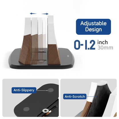AFOOYO Vertical Laptop Stand - Snow Peak-Shaped Wooden Holder Dock Compatible with MacBook, Surface, Chromebook, Dell & More - Space-Saving Design for All Laptops,Walnut Finish