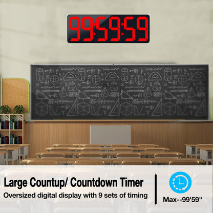 SJJSKY 17.2" Large Digital Timer Wall Clock with Remote Control, Count Down Up Digital Timer, Auto DST LED Big Digital Clock for Bedroom Kitchen Living Room Office Gym Home Decor, Red