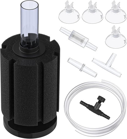 Pawfly Aquarium Bio Sponge Filter Quiet Fish Foam Filter with Airline Tubing Suction Cups Check Valve Connectors and Control Valve Accessories for Betta Fry Shrimp Fish Tank up to 50 Gallon