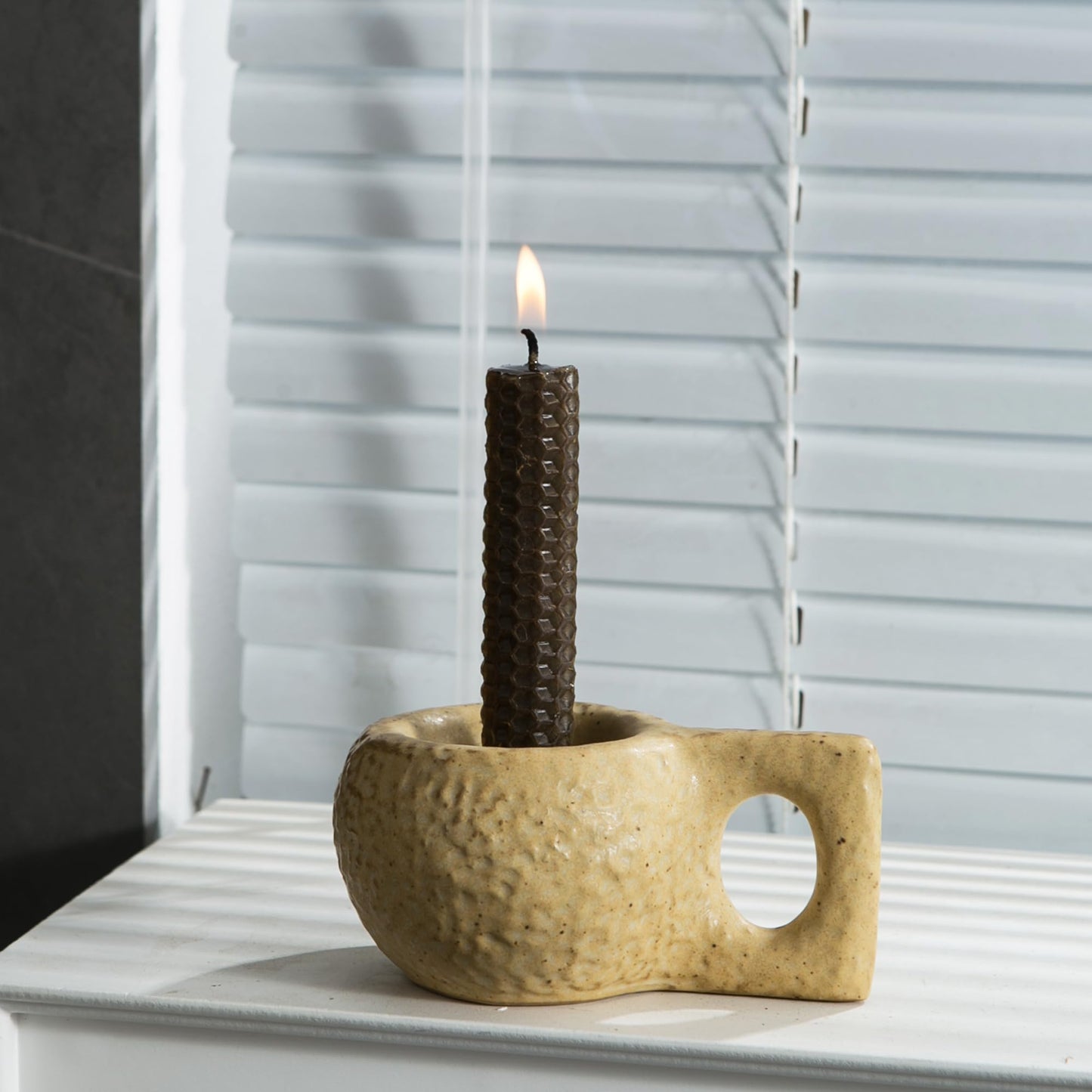 Kendiis Candle Holder Ceramic Candlestick Holder, Candlelight Stand for Spell Candles, Taper Candles, and Incense, Halloween Christmas Dining Room Home Decoration Display