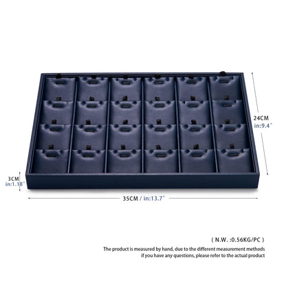 Oirlv Stackable 24 Gird Necklace Organizer Tray with Removable Jewelry Cards Necklace Pendant Jewelry Drawer Organizer