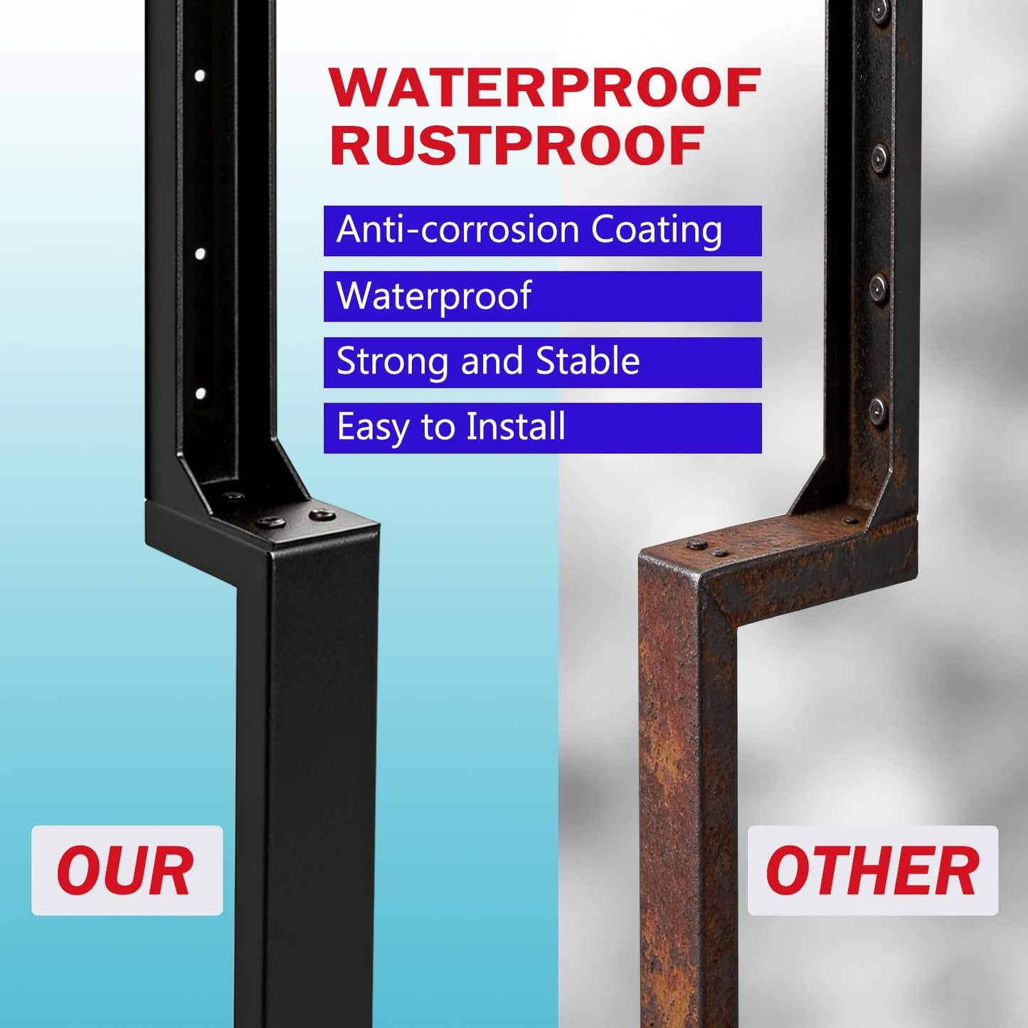 KQGY Heavy Duty Steel Fence Post Repair Bracket, Ground Spike Anchor for Fixing Leaning Broken Wooden Fence Posts, 31.5 Inch Height, Black (2)