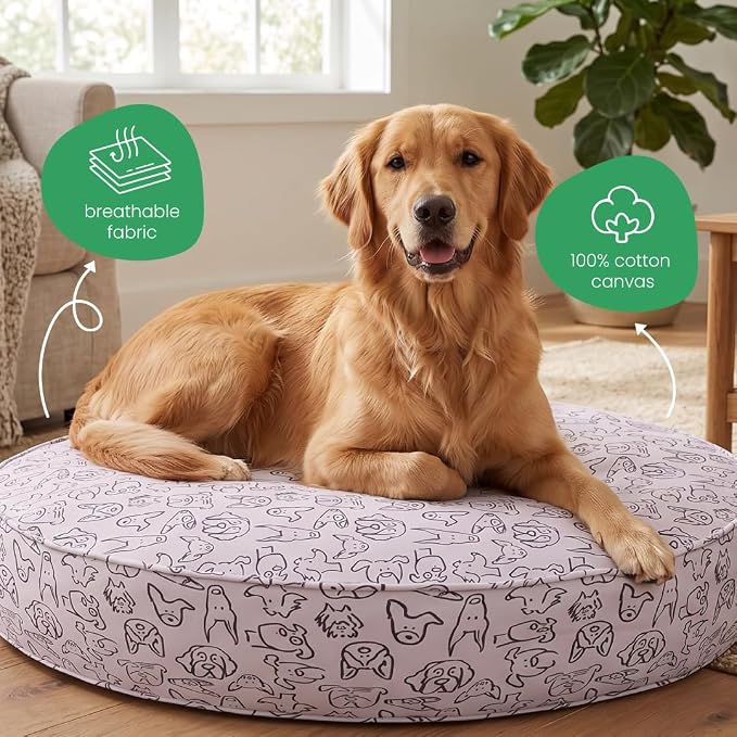 Molly Mutt Only You Dog Bed Duvet Cover, 100% Cotton Canvas Cover for Dog, Puppy, or Cat Bed, Durable, Washable, and Free of Harmful Chemicals, Round, 36"x5"