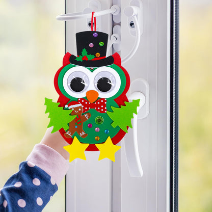 Winlyn 24 Sets Christmas Craft Kits Winter Crafts DIY Christmas Owl Ornaments Decorations Art Sets Foam Owl Christmas Tree Holiday Stickers for Kids Festival Home Classroom Activities Party Favors