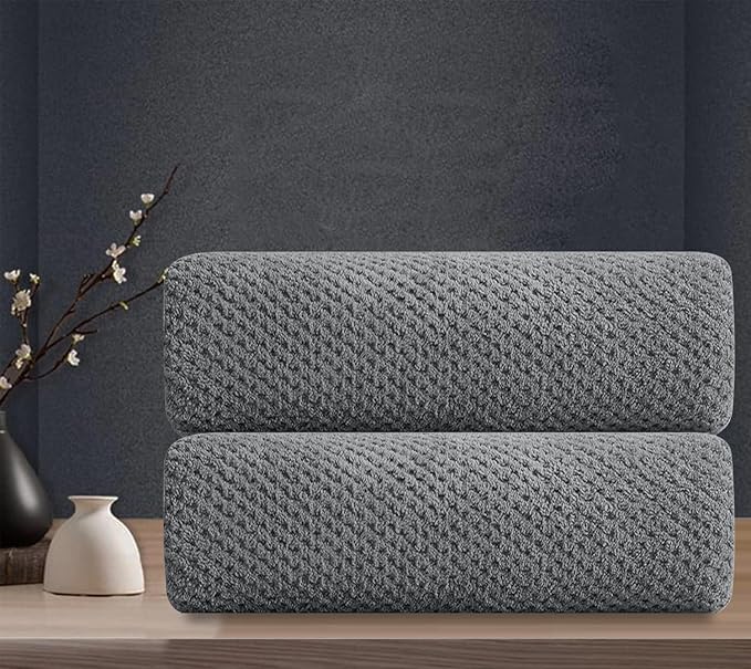Grey Hand Towels Set 2 Pack-16“x31”, Ultra Soft Microfibers Bathroom Towel Set