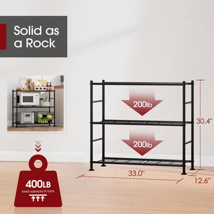 Storage Shelves - 5 Tier Shelf Organizer, Heavy Duty Garage Shelving Unit with Leveling Feet, Stable Metal Shelves Organizer for Pantry, Kitchen and Closet, 33.0" W x 12.6" D x 72.0" H, Black