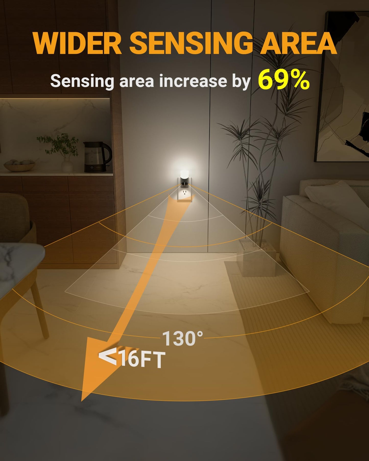 Lyridz LED Night Lights Plug into Wall with Motion Sensor, 1-150LM Dimmable Plug-in Nightlight Indoor for Bedroom, Bathroom, Hallway, Stairs, Pet House, Toilet, 2 Pack