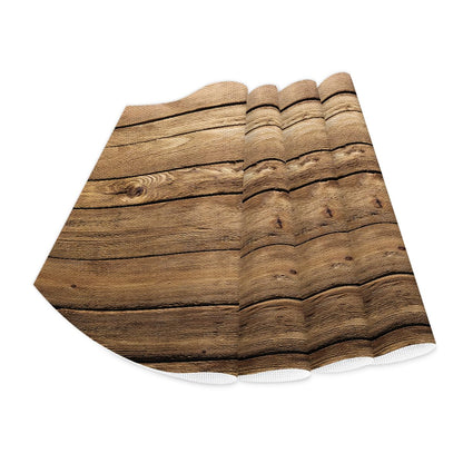 Khaki Wooden Texture Placemats for Round Tables Set of 5, Wedge Shaped Place Mat with Round Centerpiece Mat Washable Heat Resistant Non-Slip Dining Table Mats for Home Kitchen Christmas Decoration