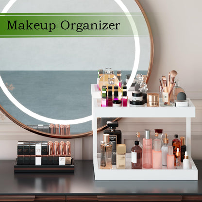 MARTY 2 Tier Spice Rack Organizer for Countertop, 15.8''L Coffee Station/Bathroom Organizer Countertop, Counter Shelf Desktop Storage Organizer for Kitchen, Bedroom, Office (Black)