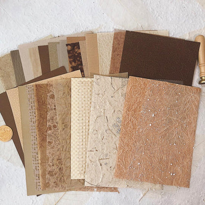 30Pcs Unique Handmade Textured Scrapbook Paper&Mesh Fabric set - A5 sheet Craft Mulberry Special Rice Paper Mix for Scrapbooking Junk Journaling Supplies Card Collage DIY Materials, 5.8x8.2 inches