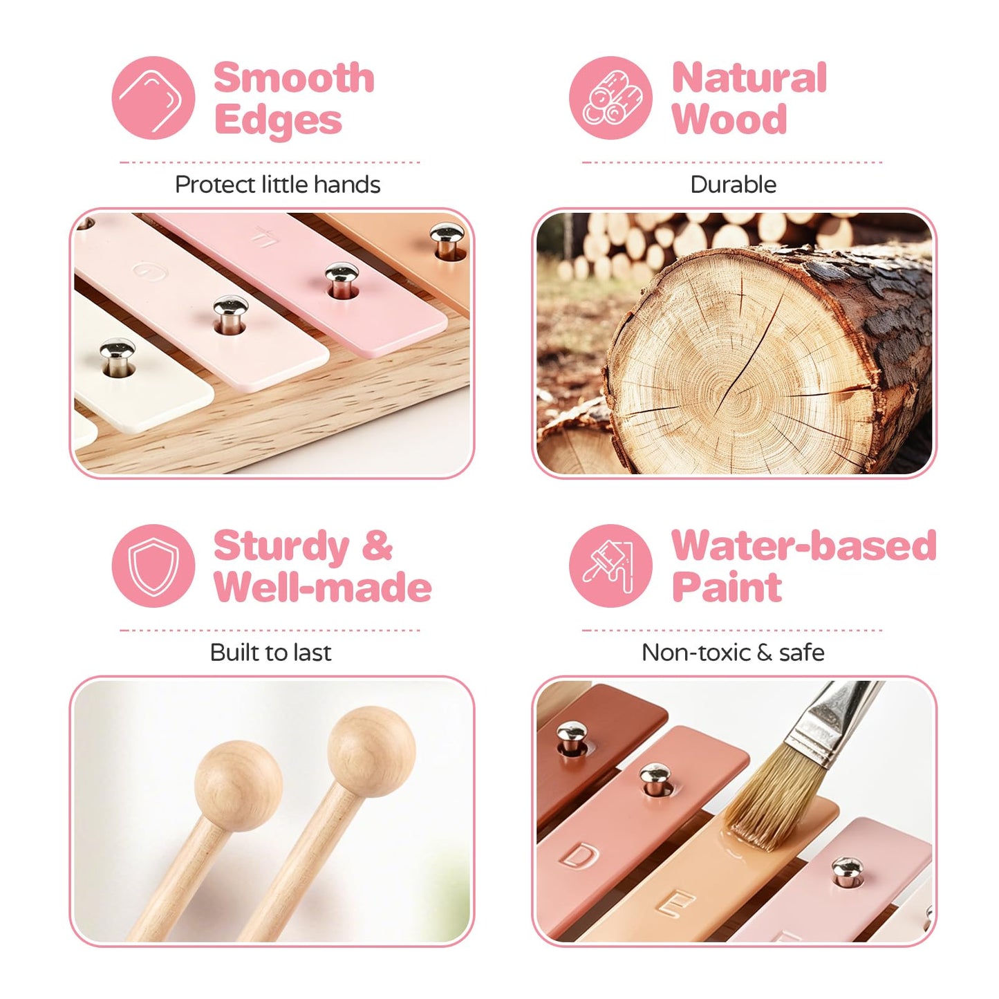 Vanplay Musical Toys for 2 Year Old Girls Birthday Gifts, Montessori Toys for 2 3 Year Old, 8 in 1 Wooden Musical Instruments with Xylophone/ Tambourine/Maracas for Toddler 2-4
