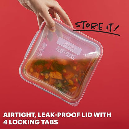 Pyrex Freshlock Glass Food Storage Containers Set, Airtight & Leakproof Plastic